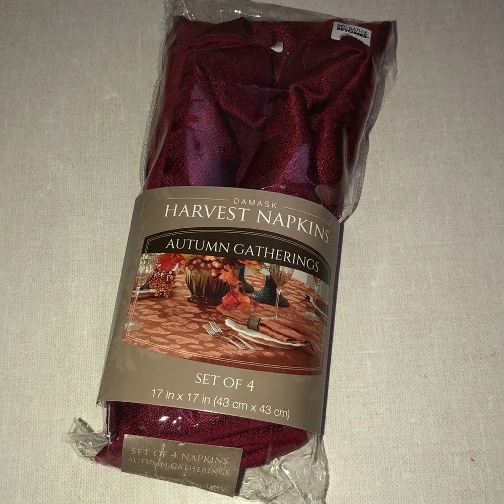Dasmask Harvest Autumn Gatherings Thanksgiving Napkins Set (4) Burgundy Red‎